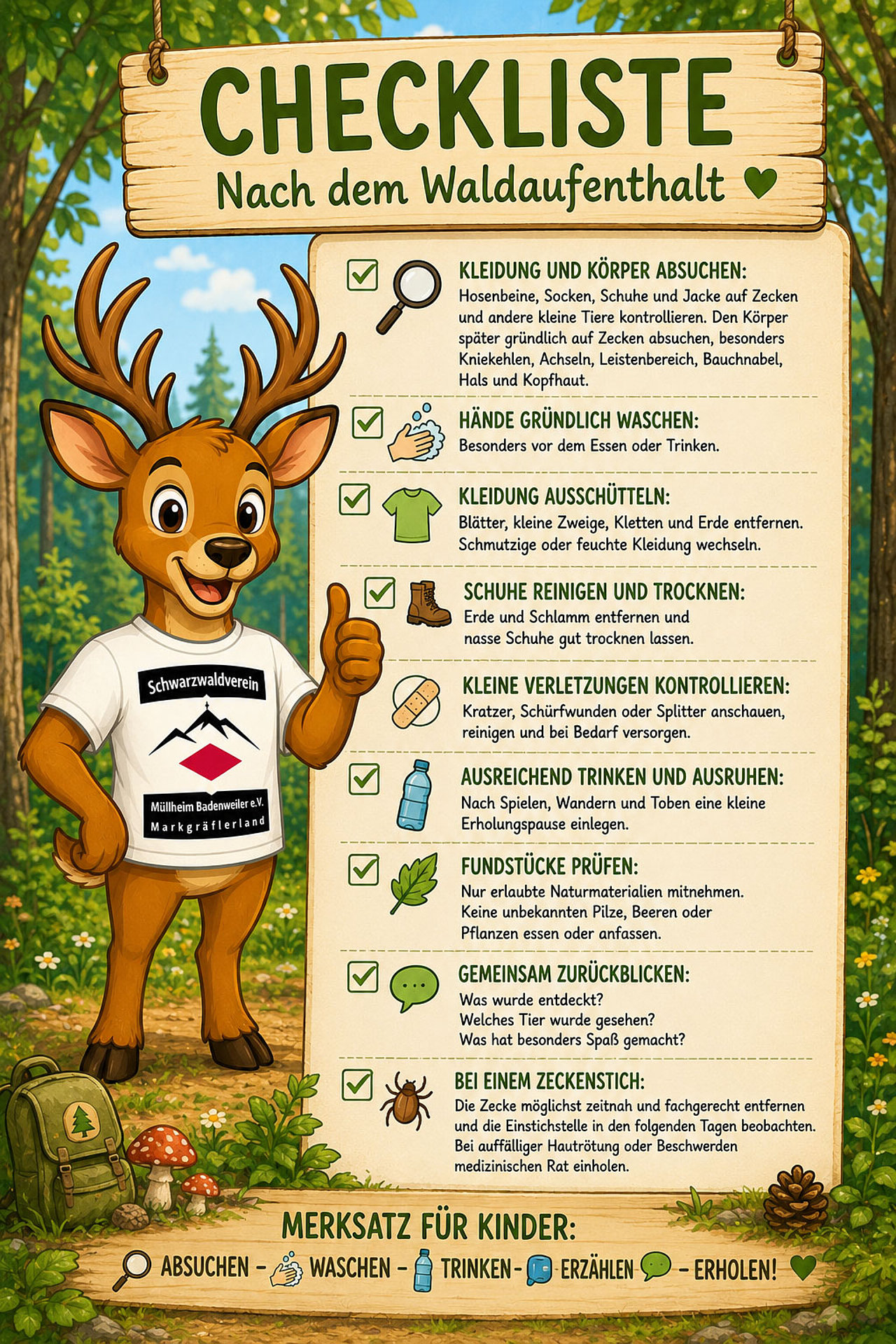 Outdoor Kids - Checkliste nach dem Waldaufenthalt