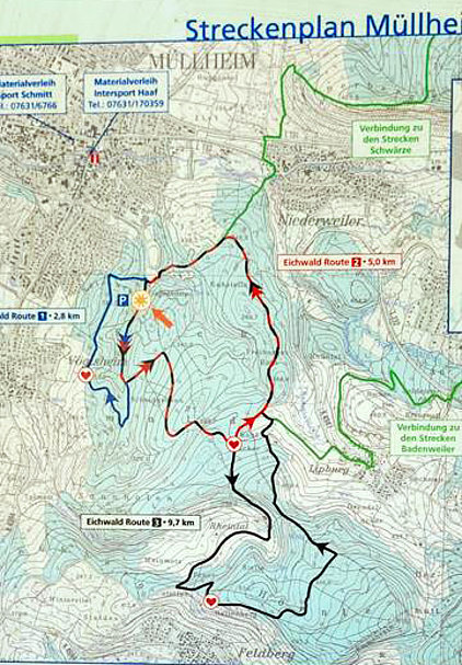 Übersichtskarte Nordic-Walking-Routen Eichwald